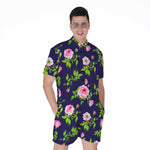 Pink Rose Floral Flower Pattern Print Men's Rompers