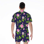 Pink Rose Floral Flower Pattern Print Men's Rompers
