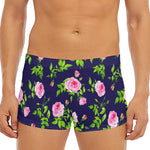 Pink Rose Floral Flower Pattern Print Men's Short Boxer Briefs