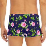 Pink Rose Floral Flower Pattern Print Men's Short Boxer Briefs