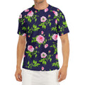 Pink Rose Floral Flower Pattern Print Men's Short Sleeve Rash Guard
