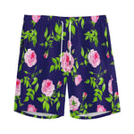 Pink Rose Floral Flower Pattern Print Men's Sports Shorts