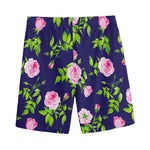 Pink Rose Floral Flower Pattern Print Men's Sports Shorts