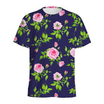 Pink Rose Floral Flower Pattern Print Men's Sports T-Shirt