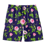 Pink Rose Floral Flower Pattern Print Men's Swim Trunks