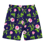 Pink Rose Floral Flower Pattern Print Men's Swim Trunks