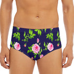 Pink Rose Floral Flower Pattern Print Men's Triangle Swim Briefs