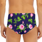 Pink Rose Floral Flower Pattern Print Men's Triangle Swim Briefs
