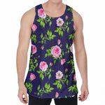 Pink Rose Floral Flower Pattern Print Men's Velvet Tank Top