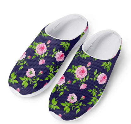Pink Rose Floral Flower Pattern Print Mesh Casual Shoes