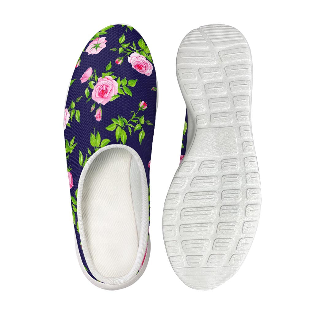 Pink Rose Floral Flower Pattern Print Mesh Casual Shoes