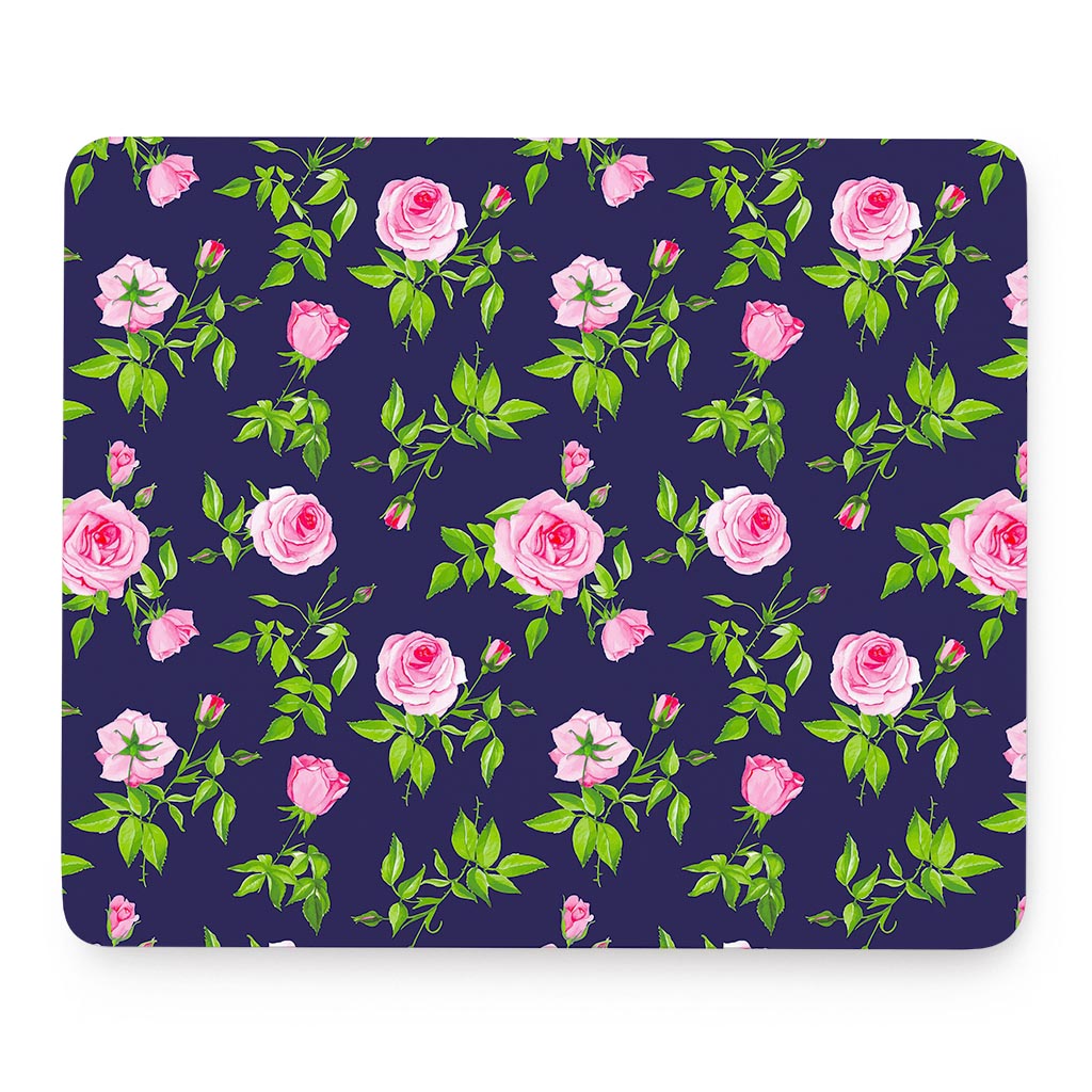 Pink Rose Floral Flower Pattern Print Mouse Pad