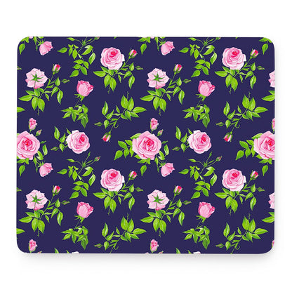 Pink Rose Floral Flower Pattern Print Mouse Pad