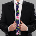 Pink Rose Floral Flower Pattern Print Necktie