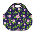 Pink Rose Floral Flower Pattern Print Neoprene Lunch Bag