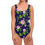 Pink Rose Floral Flower Pattern Print One Piece Swimsuit