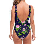 Pink Rose Floral Flower Pattern Print One Piece Swimsuit