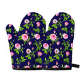 Pink Rose Floral Flower Pattern Print Oven Mitts