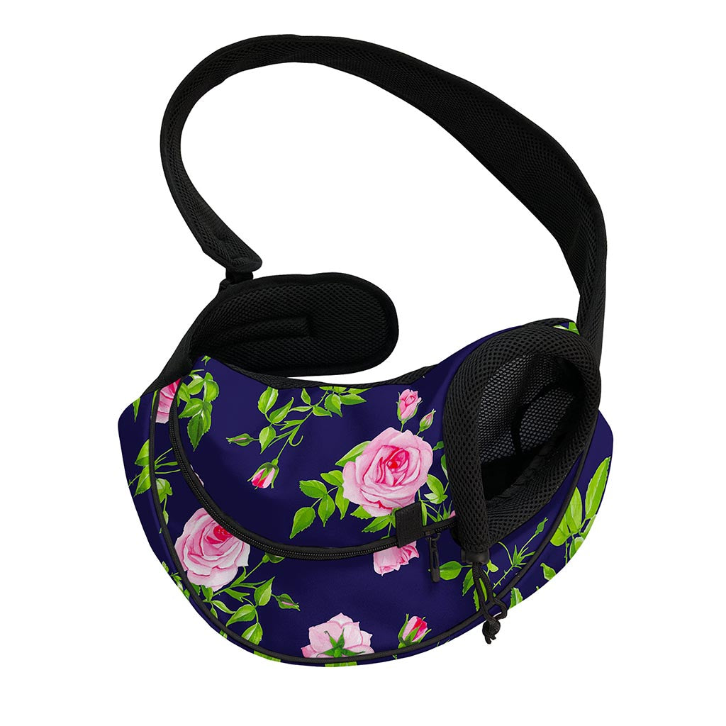 Pink Rose Floral Flower Pattern Print Pet Sling Carrier
