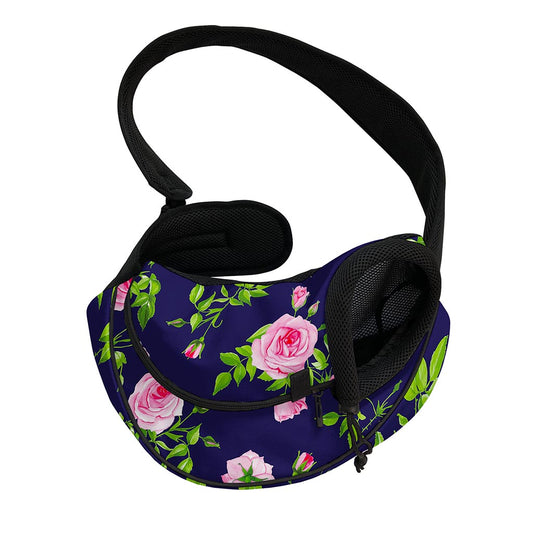 Pink Rose Floral Flower Pattern Print Pet Sling Carrier