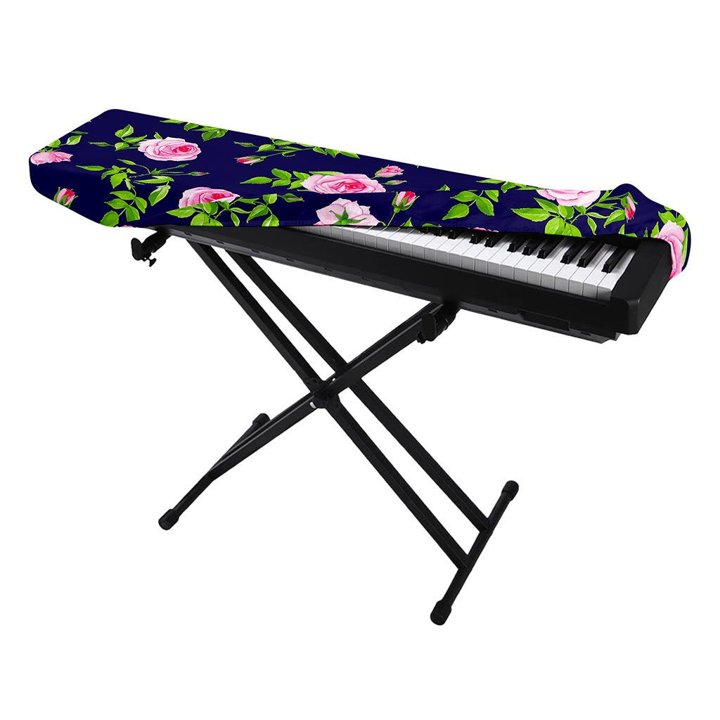 Pink Rose Floral Flower Pattern Print Piano Keyboard Cover