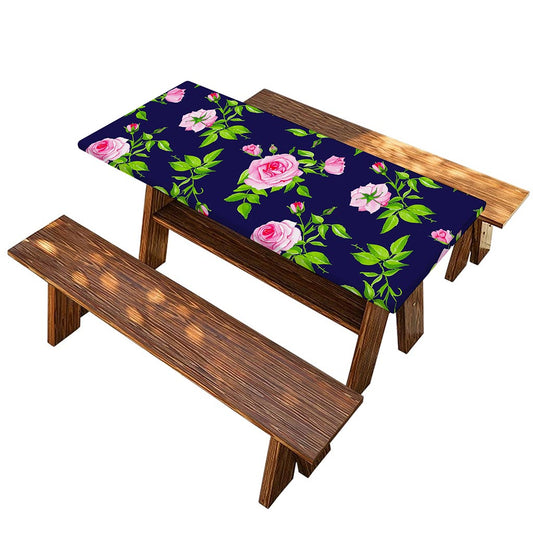Pink Rose Floral Flower Pattern Print Picnic Table Cover