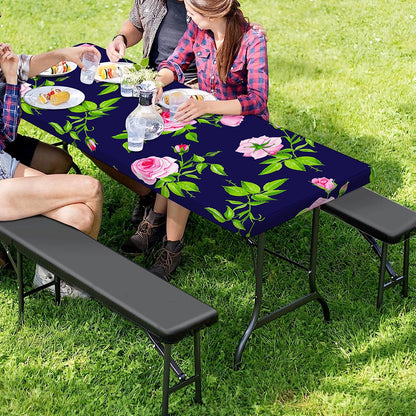 Pink Rose Floral Flower Pattern Print Picnic Table Cover