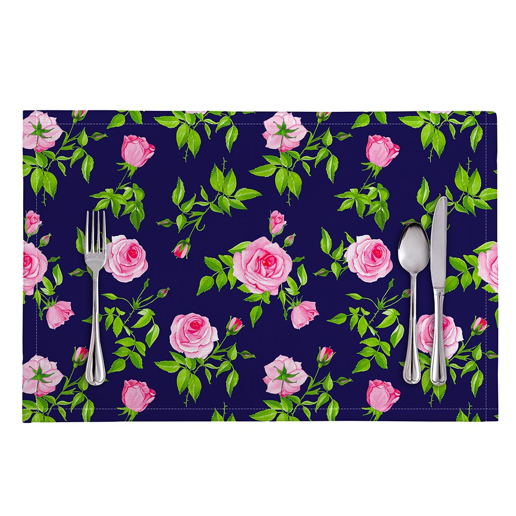 Pink Rose Floral Flower Pattern Print Placemat