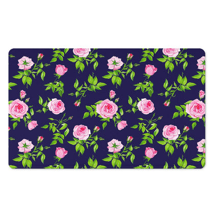 Pink Rose Floral Flower Pattern Print Polyester Doormat