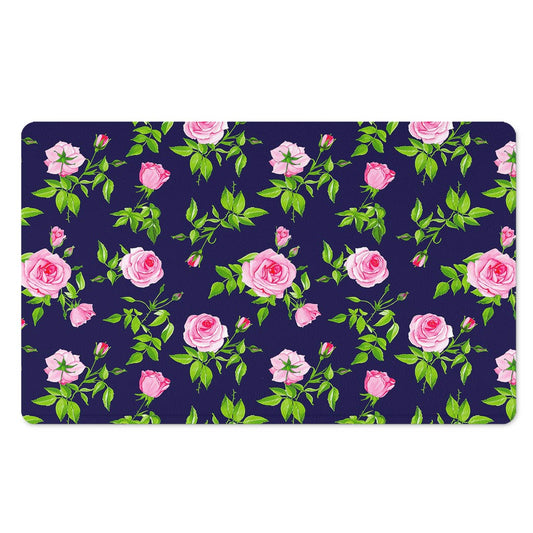 Pink Rose Floral Flower Pattern Print Polyester Doormat