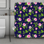 Pink Rose Floral Flower Pattern Print Polyester Shower Curtain