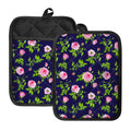 Pink Rose Floral Flower Pattern Print Pot Holders With Pocket