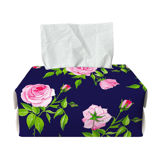 Pink Rose Floral Flower Pattern Print Rectangle Tissue Box Cover