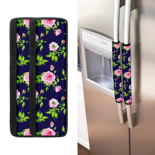 Pink Rose Floral Flower Pattern Print Refrigerator Handle Covers