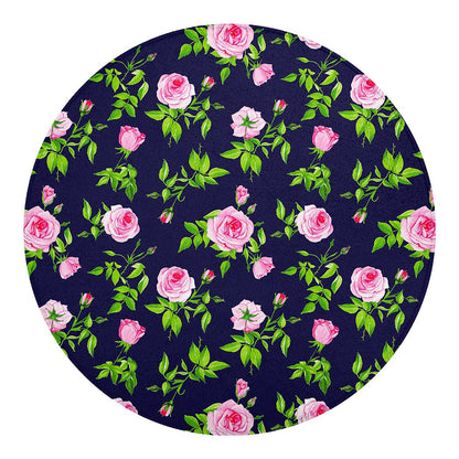 Pink Rose Floral Flower Pattern Print Round Blanket