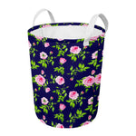 Pink Rose Floral Flower Pattern Print Round Laundry Basket