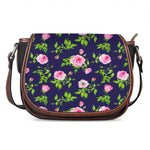 Pink Rose Floral Flower Pattern Print Saddle Bag