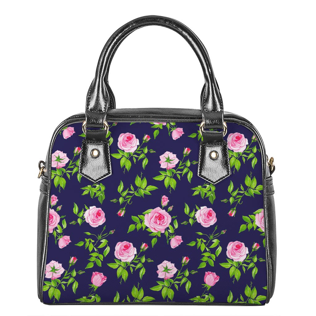 Pink Rose Floral Flower Pattern Print Shoulder Handbag