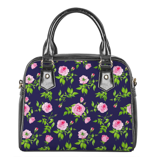 Pink Rose Floral Flower Pattern Print Shoulder Handbag
