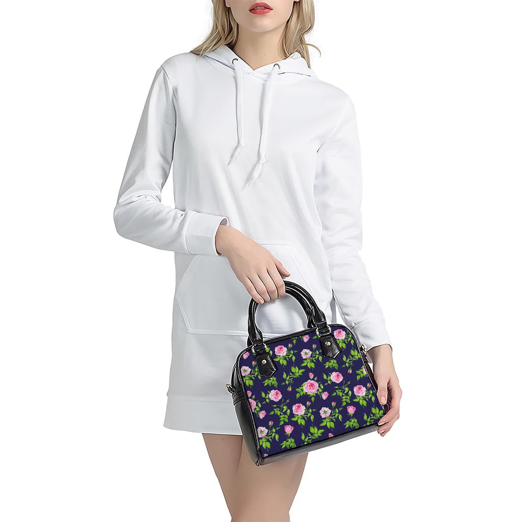 Pink Rose Floral Flower Pattern Print Shoulder Handbag