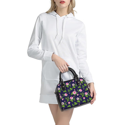 Pink Rose Floral Flower Pattern Print Shoulder Handbag