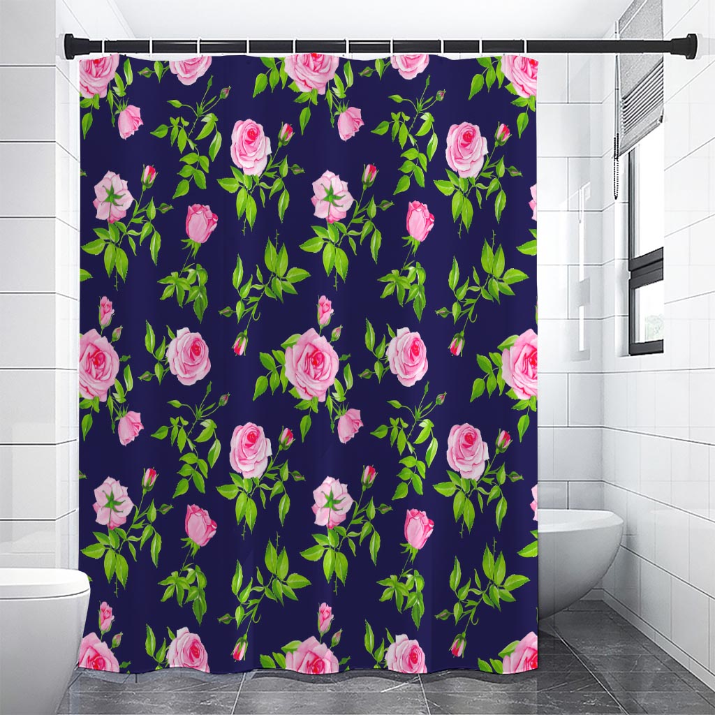 Pink Rose Floral Flower Pattern Print Shower Curtain