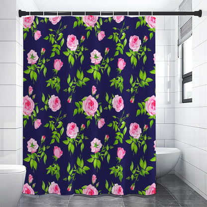 Pink Rose Floral Flower Pattern Print Shower Curtain