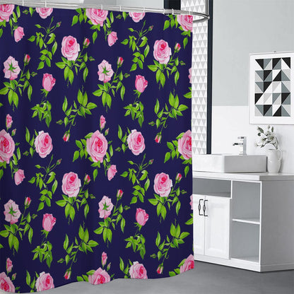 Pink Rose Floral Flower Pattern Print Shower Curtain