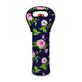 Pink Rose Floral Flower Pattern Print Single Neoprene Wine Tote