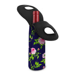 Pink Rose Floral Flower Pattern Print Single Neoprene Wine Tote