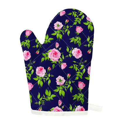 Pink Rose Floral Flower Pattern Print Single Oven Mitt
