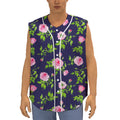 Pink Rose Floral Flower Pattern Print Sleeveless Baseball Jersey