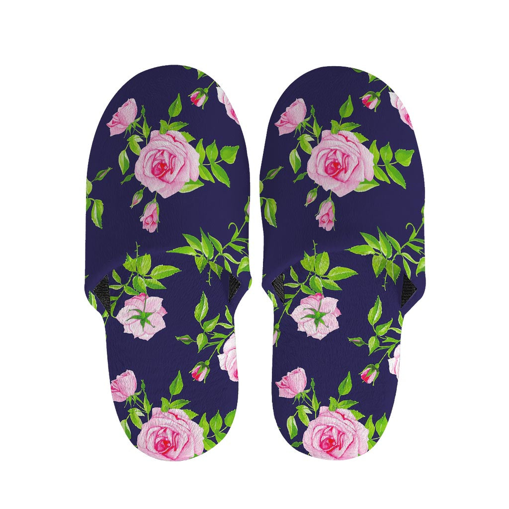 Pink Rose Floral Flower Pattern Print Slippers
