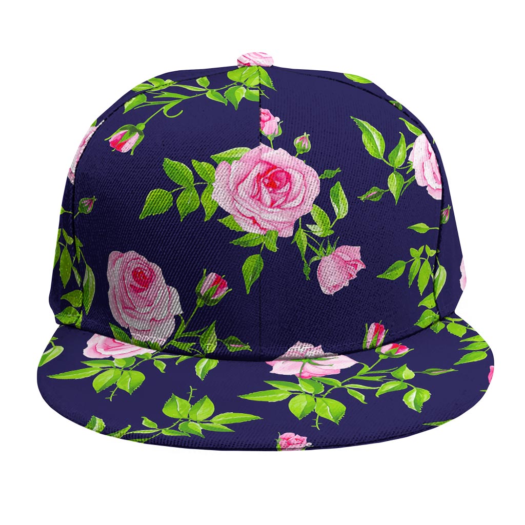 Pink Rose Floral Flower Pattern Print Snapback Cap